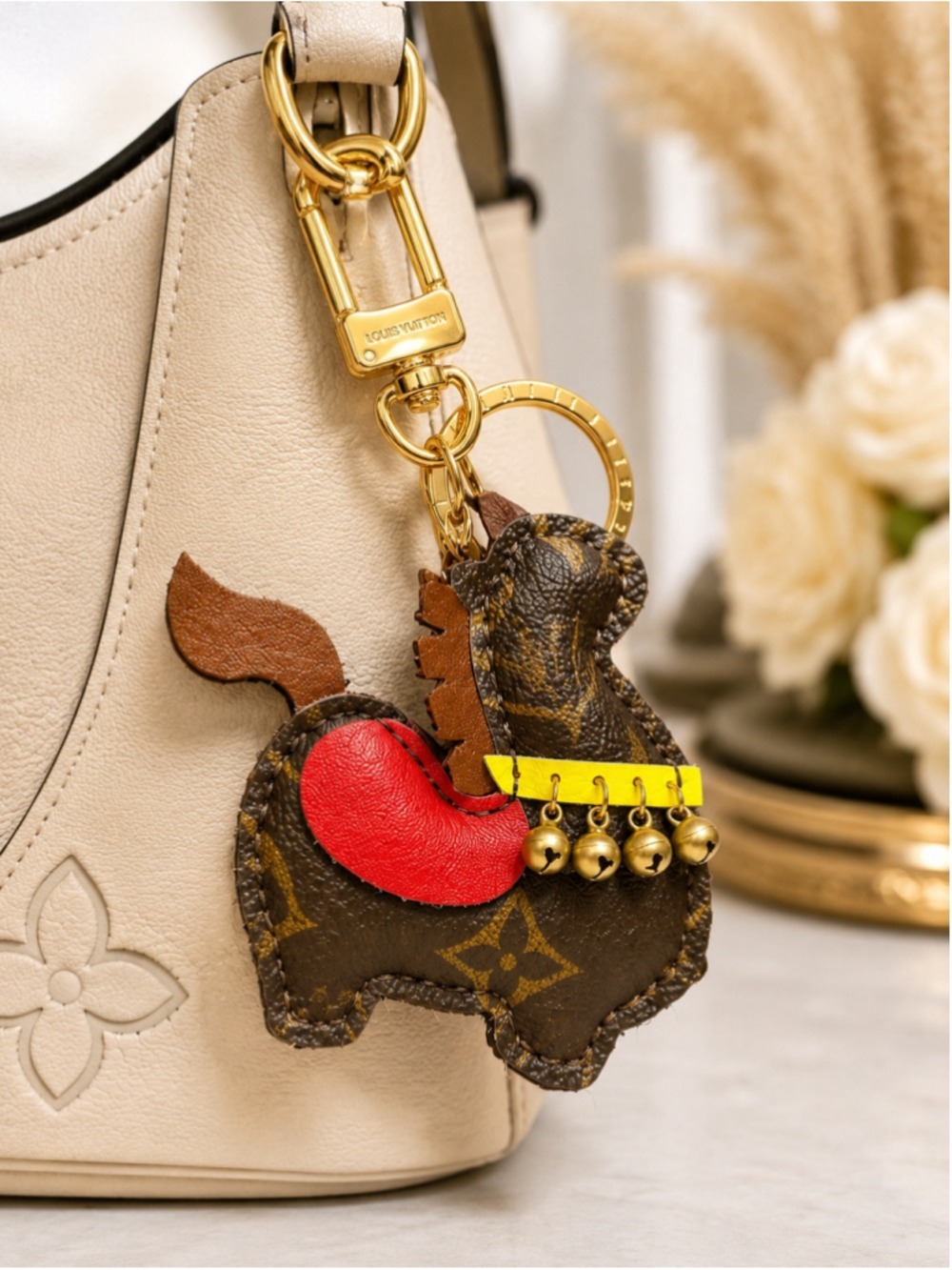 Handmade Upcycled Designer Canvas Llama Bag Charm Keychain | OOAK | COA Included